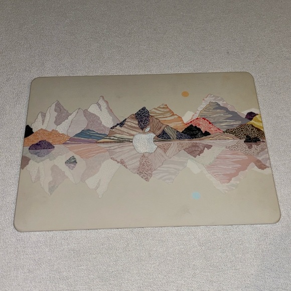 Apple Landscape Painting Laptop Matte Case Hand Draw Mountains Rubberized Cover - Picture 1 of 5